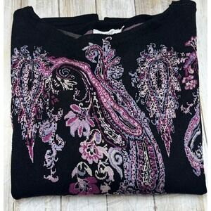 Chicos Pullover jacquard paisley sweater.  Black purple size 3( U.S.16) XL NWT